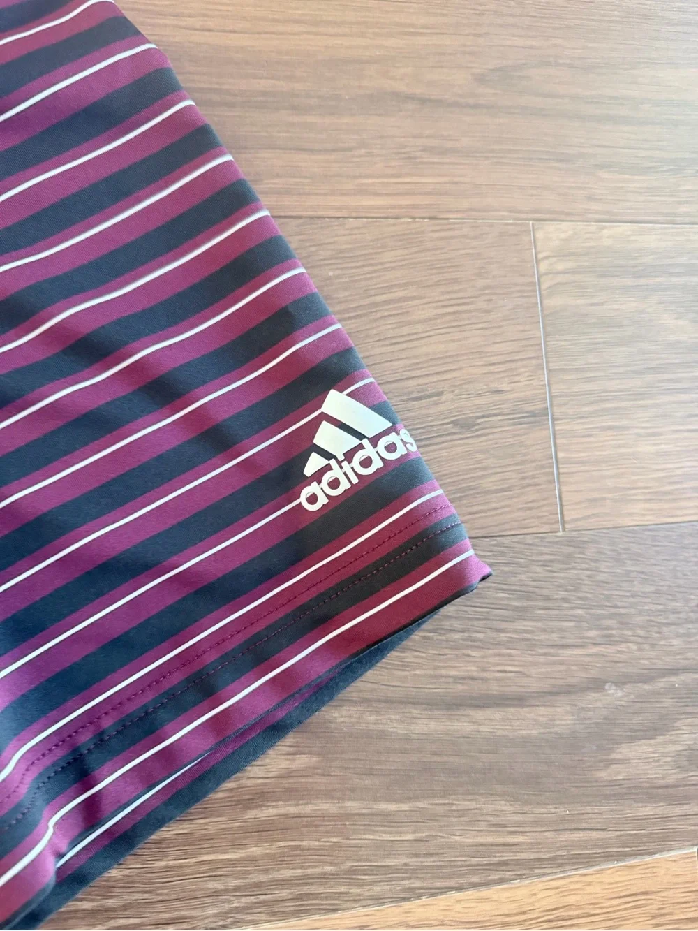 adidas Men’s Burgundy Polo with Purple and Black Stripes